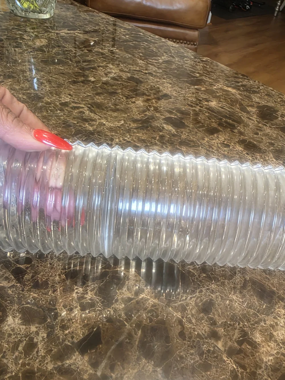 Source Unknown Clear Glass Ribbed Rectangular Serving Tray
